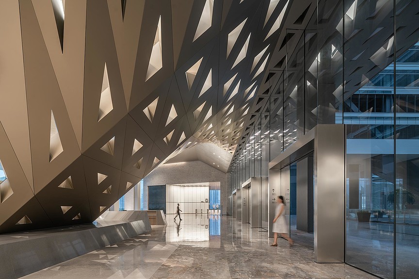 A person walking in a building.